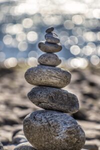 meditation stones on the beach